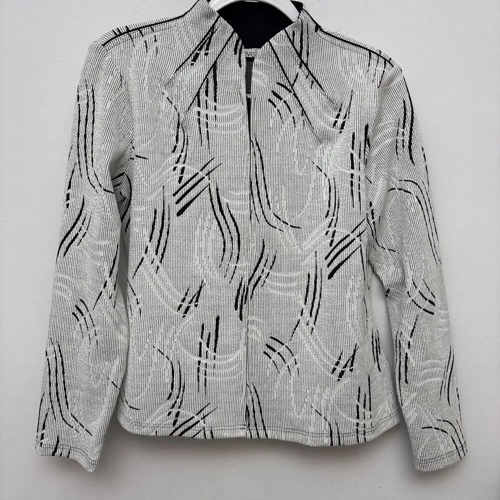 Vintage Y2K Ravel Jacket, ‎ Geometric Textured Stretch,  Zip Front, Womens Large